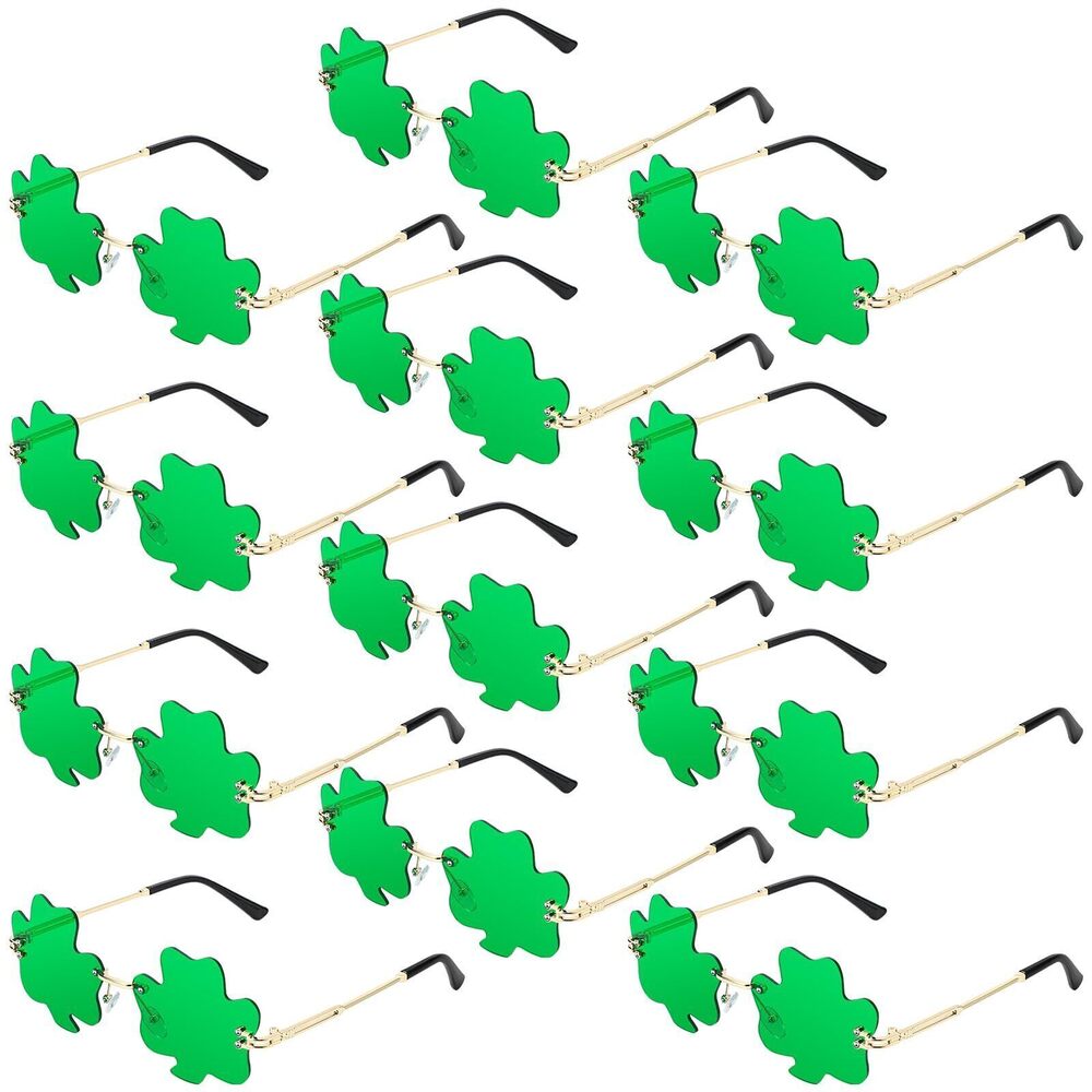 1237 12 Pairs St. Patrick's Day Shamrock Sunglasses Clover Glasses